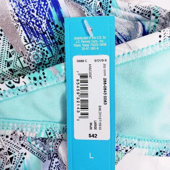 Ambrielle Bra Swimwear Sz Large High Neck Lace Pattern Halter Strap Geometric - Picture 15 of 16